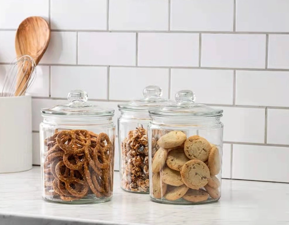 1L 2L 4L 6L China Wholesale Glass Storage Biscuits Cookie Jar with Airtight Lids