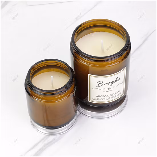 뚜껑 장식 선물 도매 판매 컬러 유리 캔들 컵 항아리